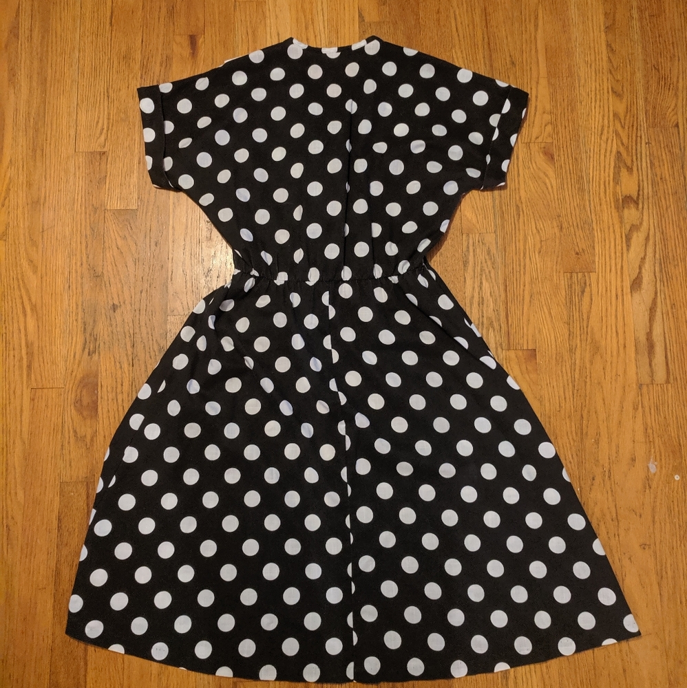 80s Fun Polkadot Black and White Dress - Picture 6 of 6